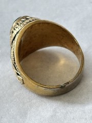 Vintage US Army MP Police Ring Size 6.5 With Simulated Emerald