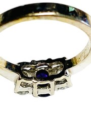 Vintage Oval Amethyst Ring Clear Glass Accents Gold Tone Size 6 Cocktail Costume