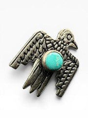 Vintage Fred Harvey Era Thunderbird Turquoise Screw Back Earrings Sterling?