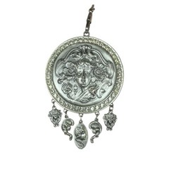 Original RARE GOLDETTE ART NOUVEAU GODDESS Lariat Pendant Silver Tone Necklace