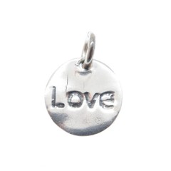 925 Sterling Silver Vintage Heart Love Round Tag Oxidized Mini Charm Pendant
