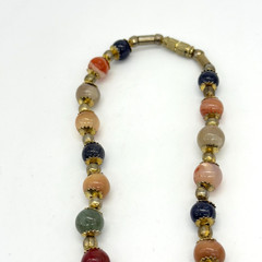 Vintage Beggars Beads Necklace Multicolor Stones Barrel Clasp 18 Inches