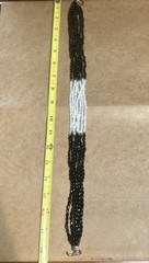 Vintage Multi Strand Multi Beads Black White Opalescent Glass Bead Necklace