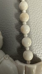 Vintage Hand Carved Natural Bone Beaded Fish Pendant Statement Necklace Signed