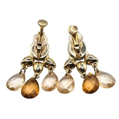 Vintage Earrings Teardrop Beaded Kundan Style Screwback Clip On Gold Tone SK3108