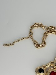 Vintage RJ Graziano Chunky Gold Tone Byzantine Necklace/Dangle Clip Earrings Set