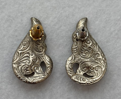 Vintage Pink Teardrop Earrings Marcasite Style Silver Tone