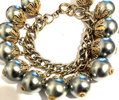 Vintage Bracelet And Earring Set Gray Tahitian Man Made Pearls Big Bold
