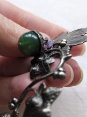 Vintage 60s Grape Vine Clip On Earrings And Matching Brooch, Silver Tone