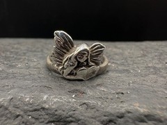 SZ 5.75 Vintage Sterling Silver Fairy Wing Ring Estate 925