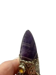 Crystal Necklace Amethyst Amber Color Unk Origin Huge Swing Pendant Handcrafted