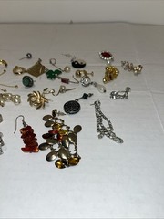 37-Single Silver And Gold Tone Stones earring lot vintage For Crafts Or Reuse