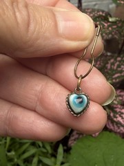 Antique 1900s Victorian Glas Evil Eye Brass Pendant Amulet Good Luck Protection