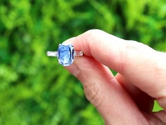 Antique 2.46 ct Sapphire and 0.38 ct Diamond, 18 ct White Gold Dress Ring