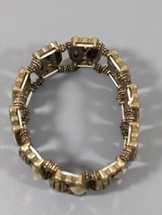 Bronze Tone Rhinestone Marquise Tribal Western Stretch Bracelet 6.5 in