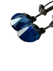 Blue Stimulated Sapphire Sterling Silver Earrings Faceted Crystal Unmarked VTG
