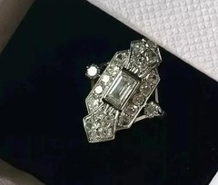 Art Deco Vintage Style Lab Created Diamond Engagement Ring 14K White Gold Finish