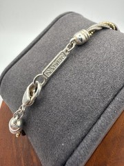 VTG Napier Two-Tone Twisted Snake Chain & Bead Bracelet – 7”