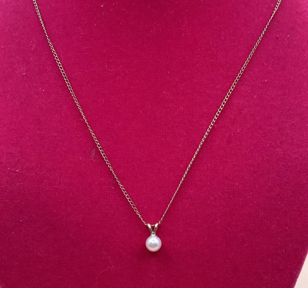 Vintage 1/20 14k Gold Filled Pearl Pendant Necklace
