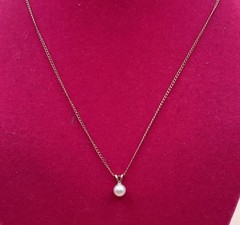Vintage 1/20 14k Gold Filled Pearl Pendant Necklace