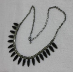 Vintage Sterling Silver Black Onyx Bib Necklace Dangle Fringe 22 g