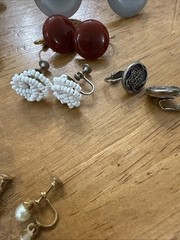Lot 19 Pair VTG Clip On & Twist Back Earrings Beaded Pearl Retro Mod W/ Box
