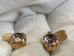 Vtg Van Dell Gold Filled Screw Back Earrings Jewelry Amethyst Color *READ*