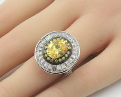Contemporary Vermiel Sterling Silver Yellow CZ Ring Sz 5