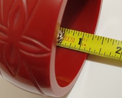 Chunky Burgundy Red Bangle Bracelet Carved Molded Modernist Resin Flowers