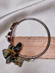 Vintage Tibet/Nepal Sterling Silver Coral Turquoise Inlaid Bone Tribal Bracelet