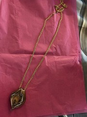 Vintage Marino Inspired Necklace Gold White Purple Adjustable Length
