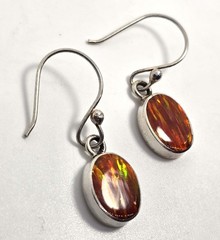 Mexican bright Orange Fire Opal vintage sterling silver drop earrings
