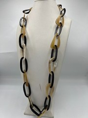 3 Natural Horn Necklaces Lot Organic Statement Black Cream Brown 26″ 36″ 44″