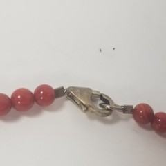 Vintage MCM Red Round & Faceted Bead Choker Necklace Mid Century 16 in Tiny