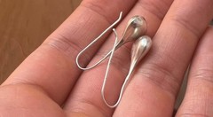 NOT AVAILABLE ! 925 Dome Droplet Vintage Sterling Silver Dangle Fine Earrings