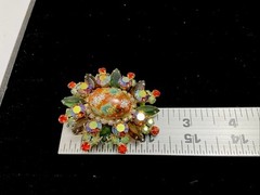 DeLizza & Elster Juliana Easter Egg Cabochons Brooch & Earrings Set Multi Stones