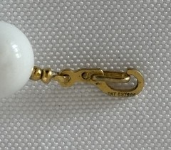 Vintage White Bead Gold Tone Necklace(no Brand) AND Clip On Earrings (Trifari)