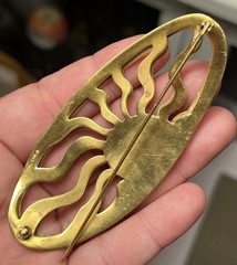 Vintage 1973 Steve Vaubel 18k Gold Plated Vermeil Rising Sun Design Brooch