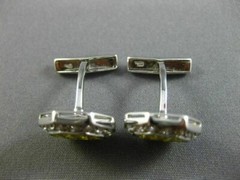ESTATE LARGE 1.5CT WHITE & INTENSE FANCY YELLOW DIAMOND 18K WHITE GOLD CUFFLINKS