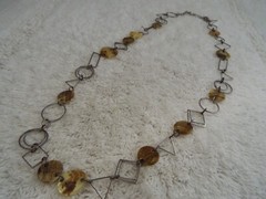 YOU & I Silvertone Yellow Brown Shell Chain Necklace (J15)