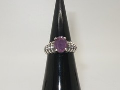 Nice Vintage Sterling Silver and Amethyst Ring Size 6