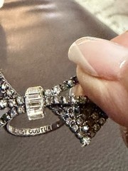 Vintage Juicy Couture YJRU2449 Black Crystal Pavé Bow Ring Sz.8 w/Box Y2K GOTH