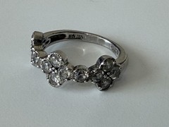 Vintage Sterling Silver CZ925 Girls Clear Rhinestone Vietnam Ring Size 7.5