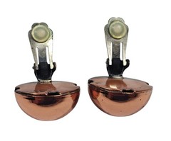 VTG MCM Copper Dome Clip On Earrings Large Round