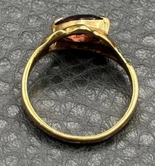 Vintage 80s 90s Gold Plated Marquise Purple Stone Ring Vintage Size 8