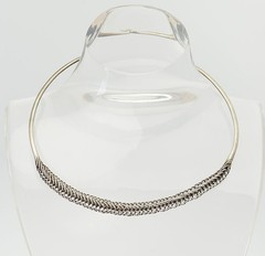 Latvia handmade vintage 875 silver ethnic traditional woven style necklace