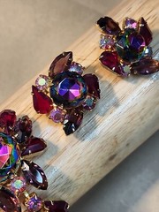 Vintage Juliana Amethyst Red Watermelon Vitrail AB Demi Parure Bracelet Earrings