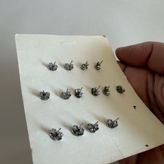 1980s Vintage Post Earring Set Enamel Colorful Shape Multivitamin Surgical Steel