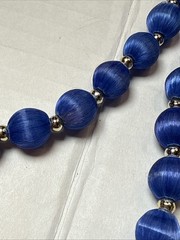 Beaded Necklaces Satin & Silk Vintage – Lot of 4 Red Black Dark Blue Light Blue