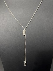 Vintage Sterling Silver Y Necklace Charm Holder Chain Casual Signed 8gram 26”